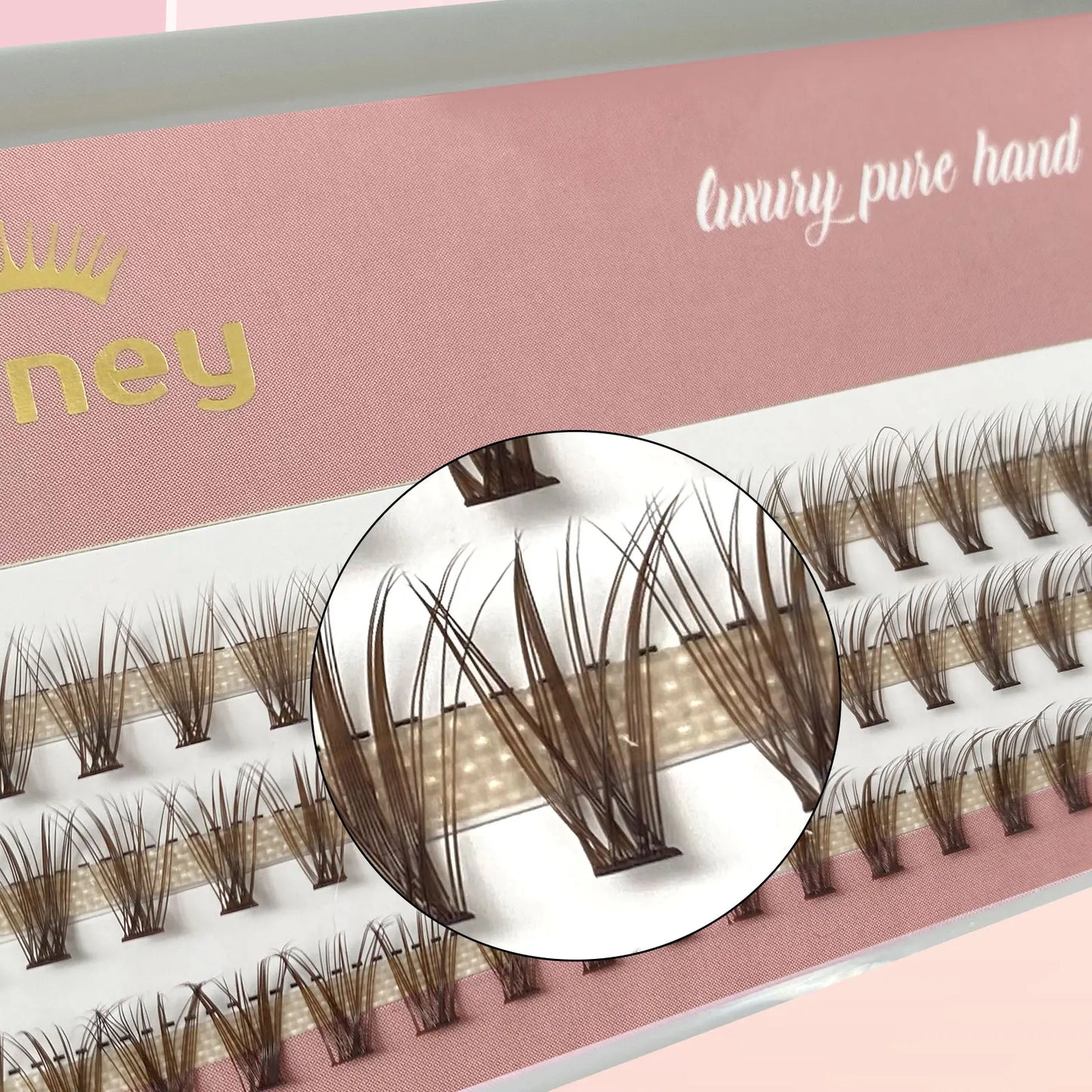 Honey Eyelash 20P Brown Cluster Lashes Extensions DIY Premade Volume Fans Eyelashes