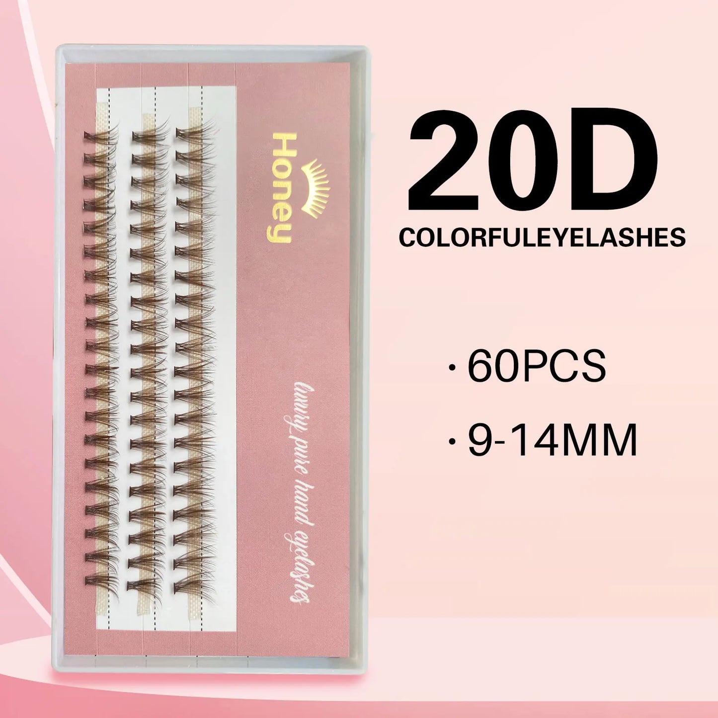 Honey Eyelash 20P Brown Cluster Lashes Extensions DIY Premade Volume Fans Eyelashes