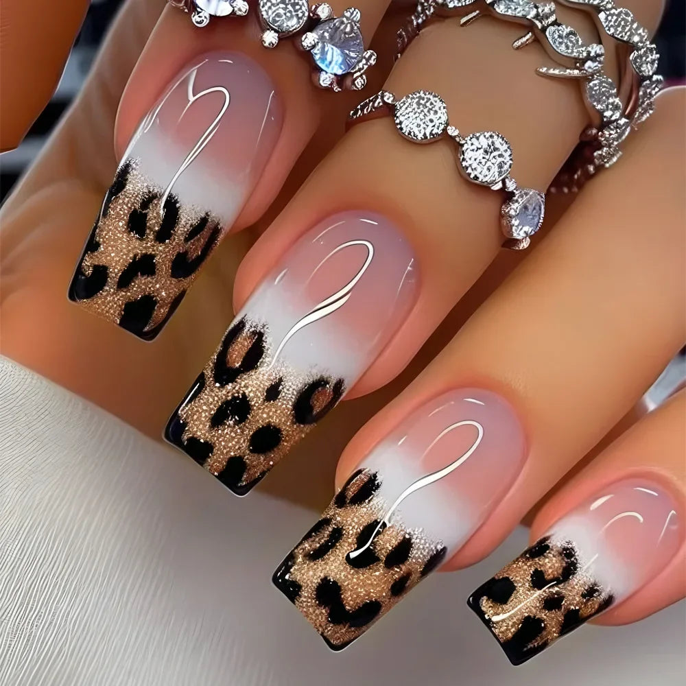 24pcs Women'S Nail Set Burgundy Almond Shape Medium Length Solid Color with Floral Golden Dust Design Fake Nails for Women/Girls