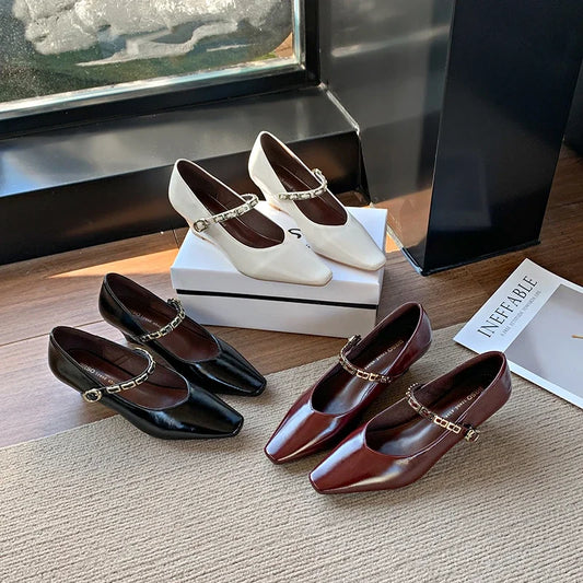 Woman Elegant High-heels 2025 Spring New Fashion French Style Soft Bottom Anti-slippery Versatile Chic Wedding Princess Shoes